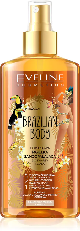 ⁨Eveline Brazilian Body Luxury Self-Tanning Mist for Face and Body 5in1 150ml⁩ at Wasserman.eu