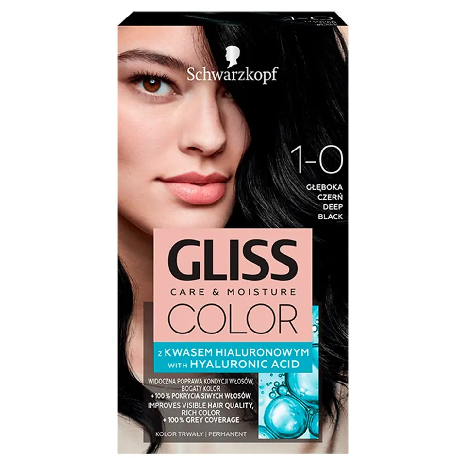 ⁨Schwarzkopf Gliss Color Krem koloryzujący nr 1-0 Głęboka Czerń 1op.⁩ w sklepie Wasserman.eu