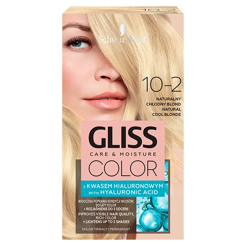 ⁨Schwarzkopf Gliss Color Krem koloryzujący nr 10-2 Naturalny Chłodny Blond 1op.⁩ w sklepie Wasserman.eu