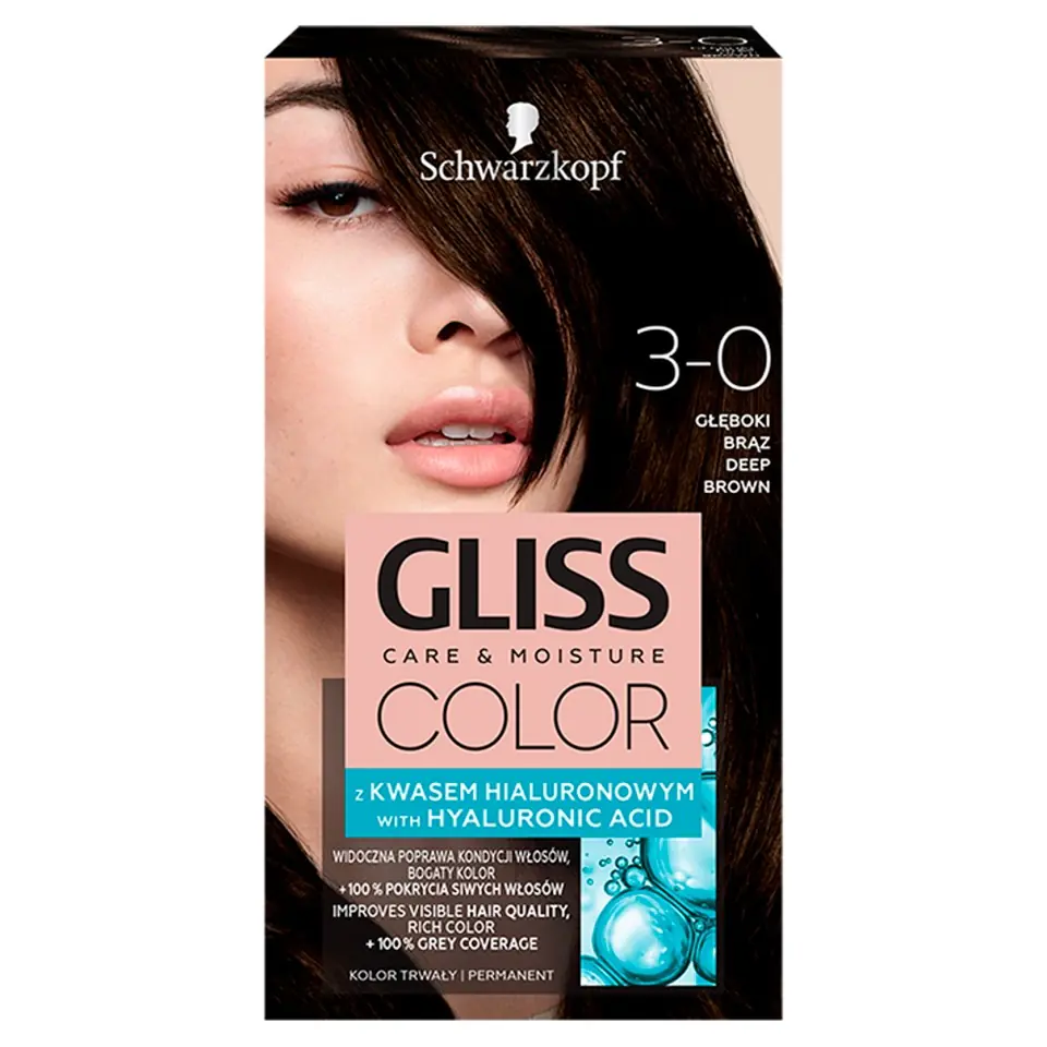 ⁨Schwarzkopf Gliss Color Color Color cream No. 3-0 Deep Brown 1op.⁩ at Wasserman.eu