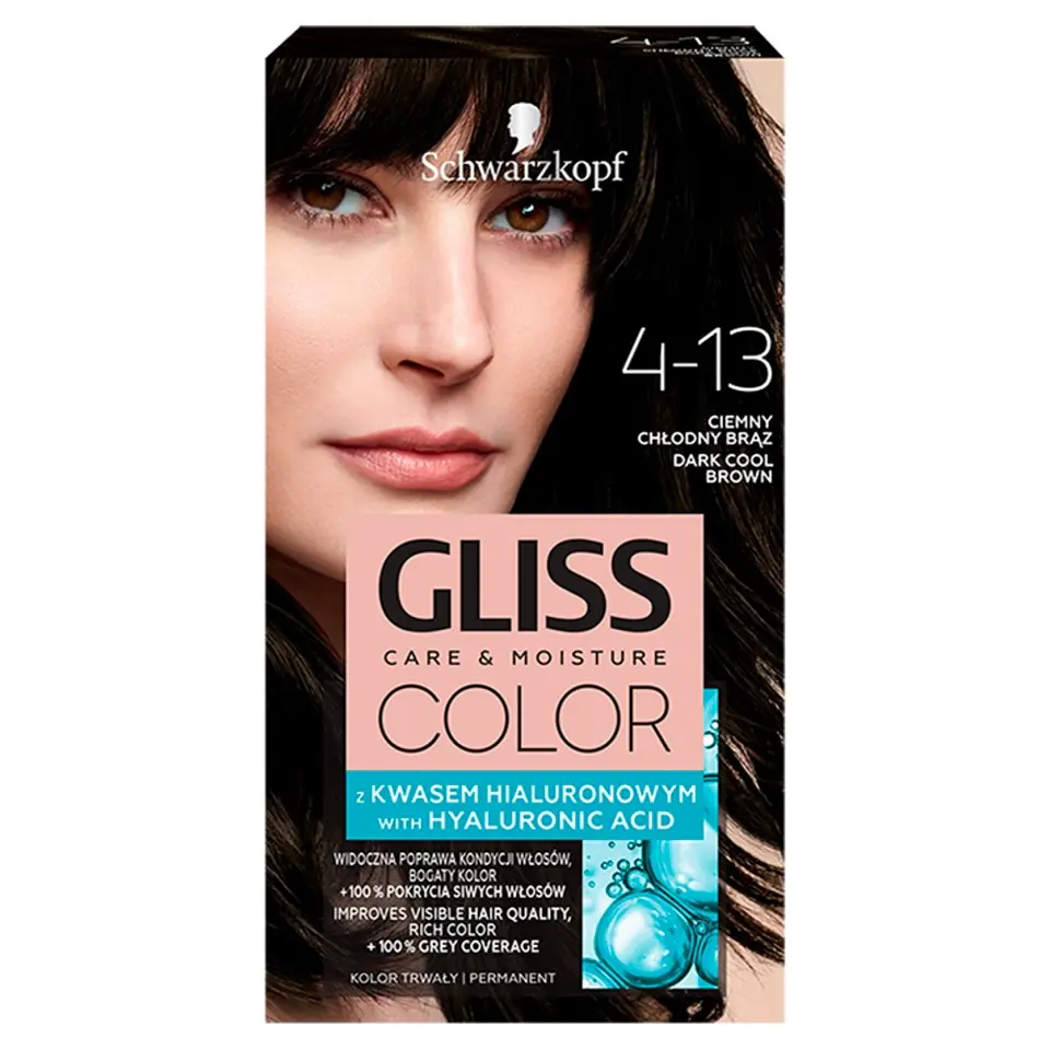 ⁨Schwarzkopf Gliss Color Krem koloryzujący nr 4-13 Ciemny Chłodny Brąz 1op.⁩ w sklepie Wasserman.eu