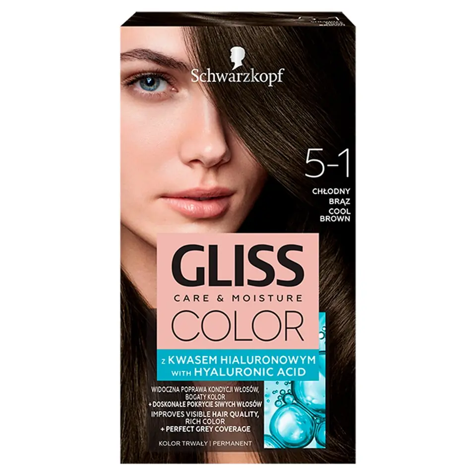 ⁨Schwarzkopf Gliss Color Color Coloring cream No. 5-1 Cool Brown 1op.⁩ at Wasserman.eu