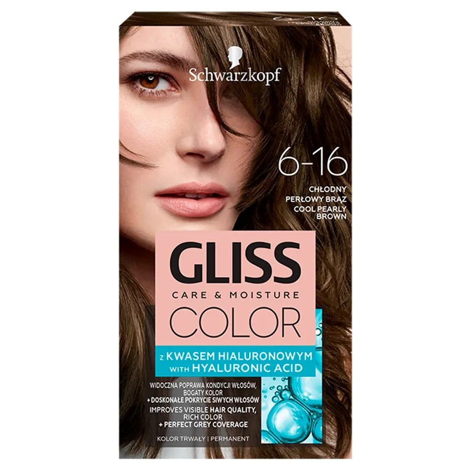 ⁨Schwarzkopf Gliss Color Color Coloring Cream No. 6-16 Cool Pearl Brown 1op.⁩ at Wasserman.eu
