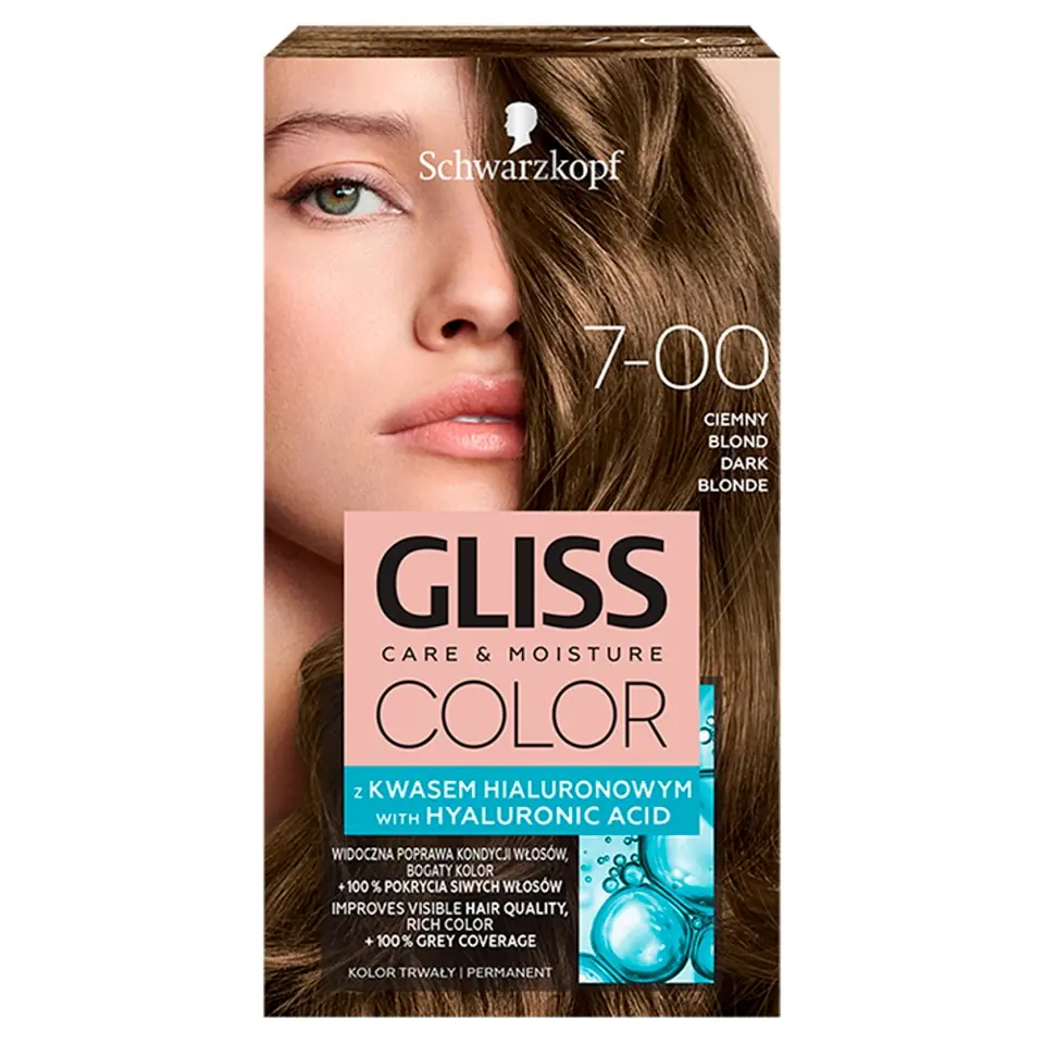 ⁨Schwarzkopf Gliss Color Color Coloring Cream No. 7-00 Dark Blond 1op.⁩ at Wasserman.eu