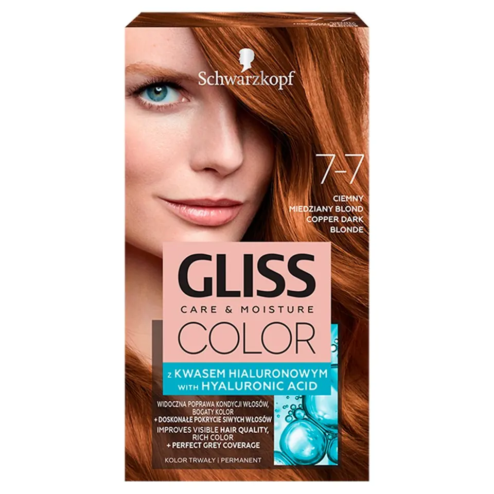⁨Schwarzkopf Gliss Color Color Coloring Cream No. 7-7 Dark Copper Blond 1op.⁩ at Wasserman.eu