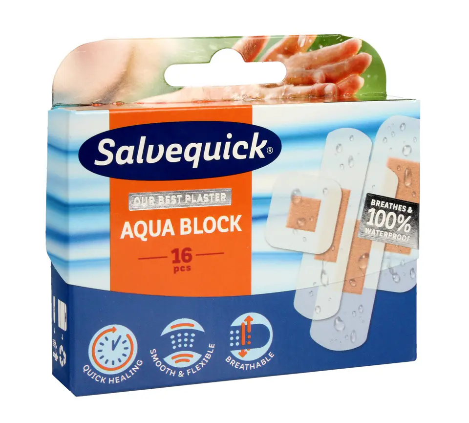 ⁨Salvequick Plastry Aqua Block 1op.-16szt⁩ w sklepie Wasserman.eu