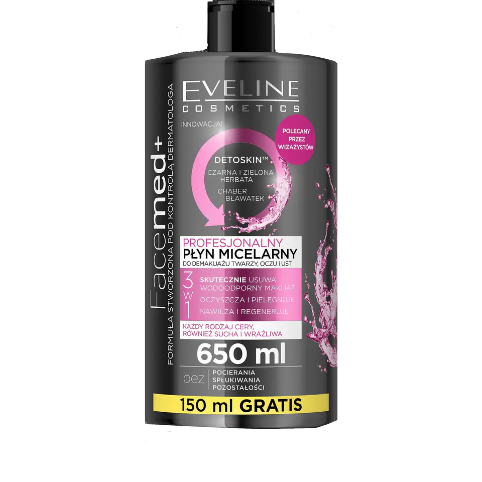 ⁨Eveline Facemed+ Professional Micellar Liquid 3in1 - skin of all types 650ml⁩ at Wasserman.eu