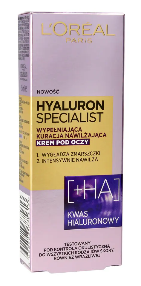 ⁨Loreal Hyaluron Specjalist Krem-kuracja nawilżająco wygładzający pod oczy 15ml⁩ w sklepie Wasserman.eu