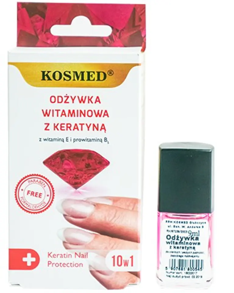 ⁨Kosmed Vitamin Nail Conditioner with Keratin 10in1 9ml⁩ at Wasserman.eu