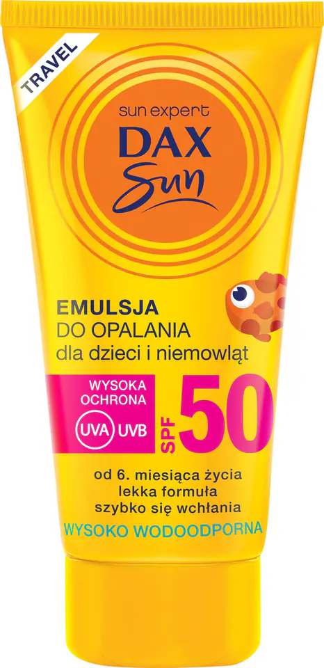 ⁨Dax Sun Emulsja do opalania dla dzieci i niemowląt SPF 50 travel-50ml⁩ w sklepie Wasserman.eu