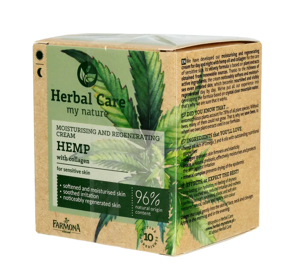 ⁨Farmona Herbal Care Hemp Moisturizing and regenerating cream - sensitive skin 50 ml⁩ at Wasserman.eu