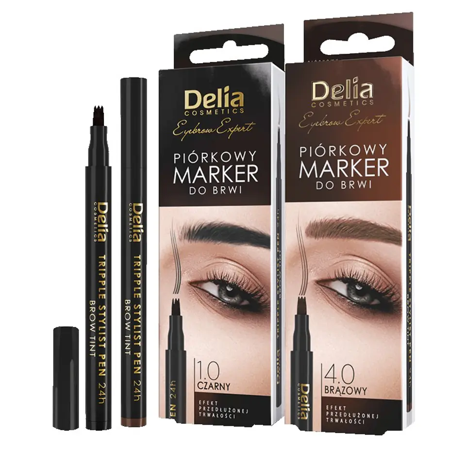 ⁨Delia Cosmetics Eyebrow Expert Piórkowy Marker do brwi - Czarny⁩ w sklepie Wasserman.eu