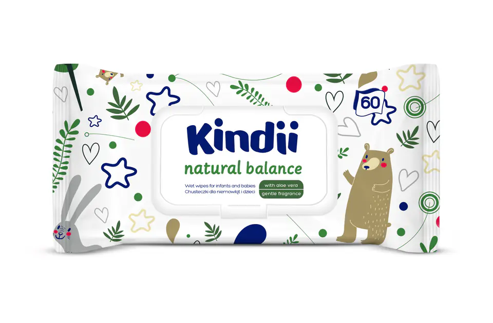 ⁨Kindii Natural Balance Chusteczki Oczyszczające Dla Dzieci⁩ w sklepie Wasserman.eu