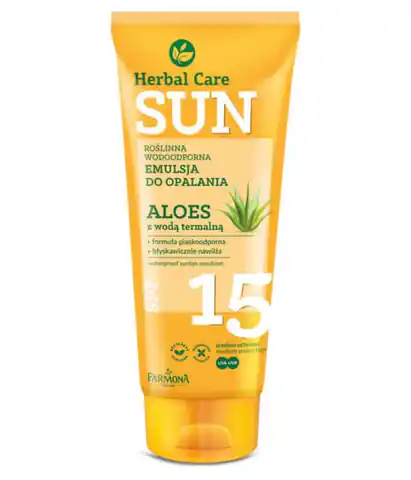 ⁨Farmona Herbal Care Sun Waterproof Sun Lotion SPF15 Aloe Vera with Thermal Water 150ml⁩ at Wasserman.eu