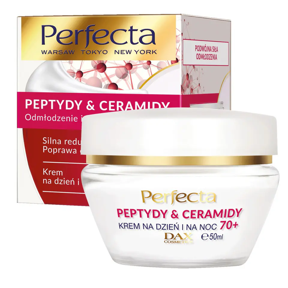 ⁨Perfecta Peptydy & Ceramidy 70+ Krem na dzień i noc Silna Redukcja zmarszczek i uelastycznienie 50ml⁩ w sklepie Wasserman.eu