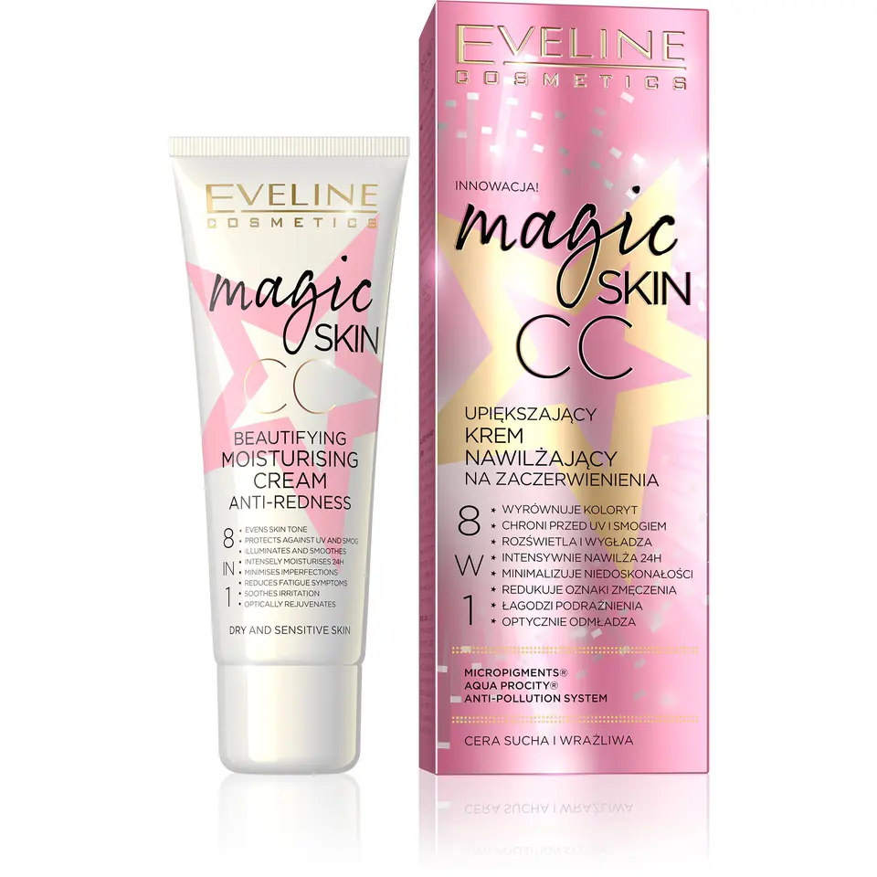 ⁨Eveline Magic Skin Krem Nawilżający 8w1 Na Zaczerwienienia⁩ w sklepie Wasserman.eu