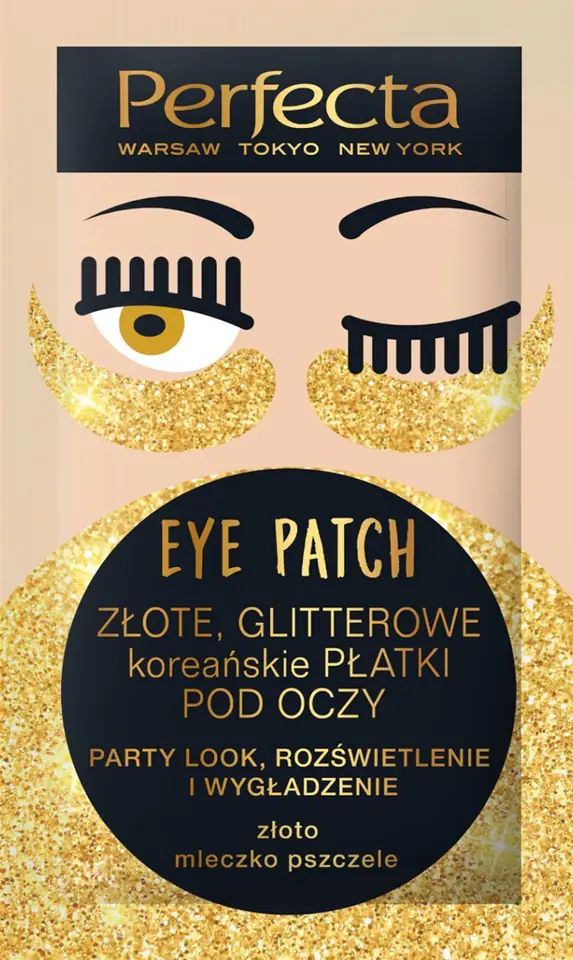 ⁨Perfecta Eye Patch Złote Glitterowe Koreańskie Płatki pod oczy 1op.-2szt⁩ w sklepie Wasserman.eu