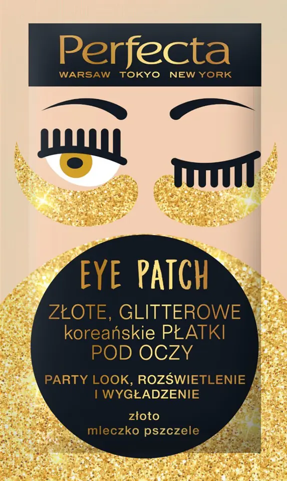 ⁨Perfecta Eye Patch Gold Glitter Korean Eye Pads 1op.-2pcs⁩ at Wasserman.eu