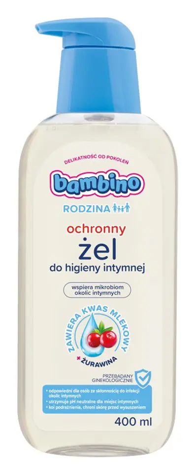 ⁨Bambino Rodzina Kremowy Żel ochronny do higieny intymnej Żurawina 400ml⁩ w sklepie Wasserman.eu