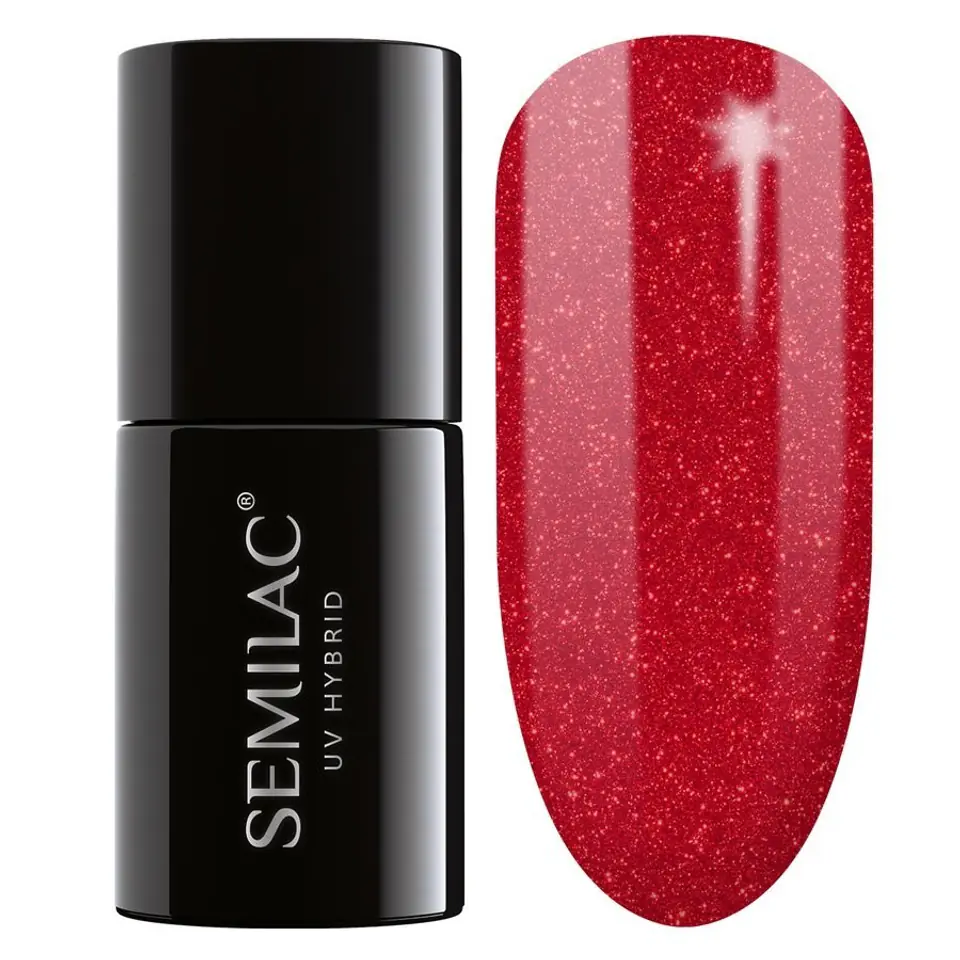 ⁨SEMILAC Lakier hybrydowy 025 Glitter Red 7 ml⁩ w sklepie Wasserman.eu