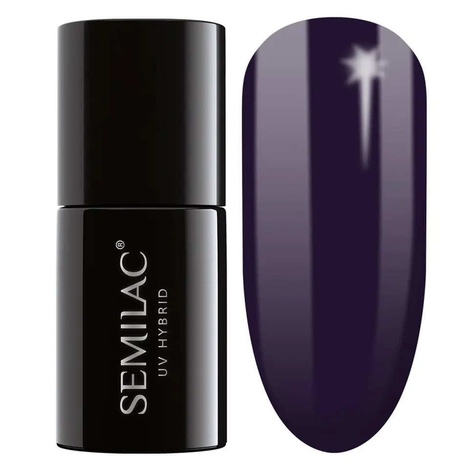 ⁨SEMILAC Gel polish 100 Black Purple - 7 ml⁩ at Wasserman.eu