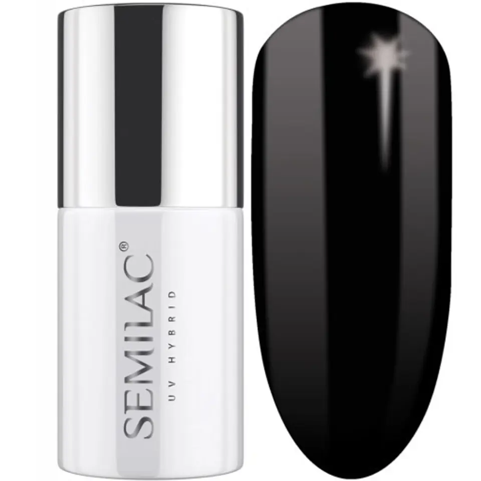 ⁨SEMILAC Hybrid polish 300 Perfect Black (super cover) - 7 ml⁩ at Wasserman.eu