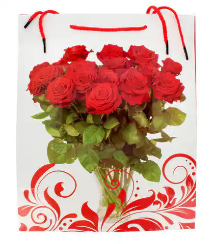 ⁨Torebka ozdobna - rozmiar "L" wzór kwiatowy  1szt⁩ w sklepie Wasserman.eu