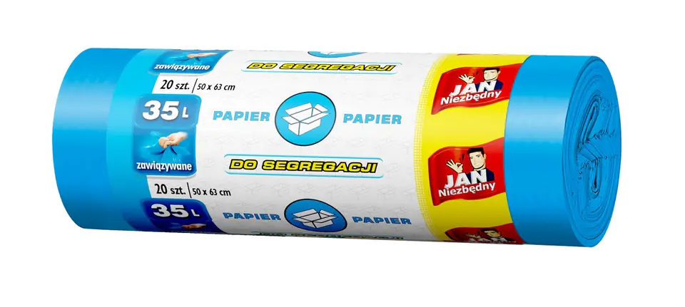 ⁨Sarantis Jan Essential Bags for segregation of garbage blue - paper 35L 1op.-20pcs⁩ at Wasserman.eu