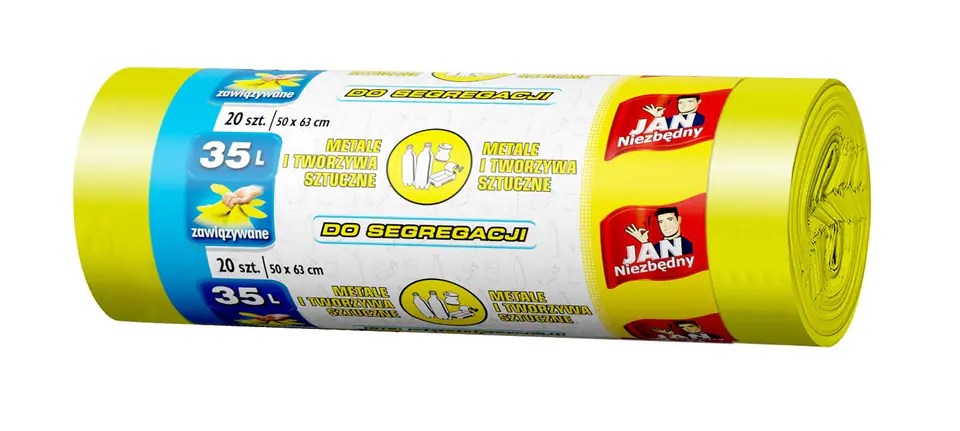 ⁨Sarantis Jan Essential Bags for Segregation Garbage Yellow - Metals and Plastics 35L 1op.-20pcs⁩ at Wasserman.eu