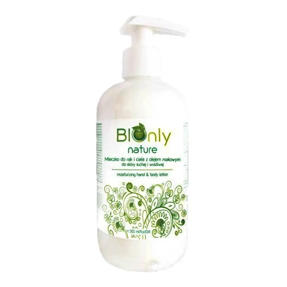 ⁨BIOnly Nature Mleczko do rąk i ciała z olejem makowym 300ml⁩ w sklepie Wasserman.eu