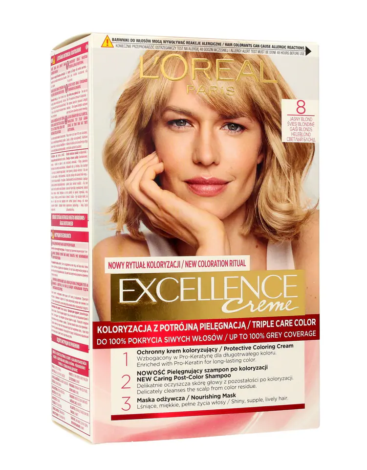 ⁨Loreal Excellence Creme Coloring Cream 8 Light Blond 1op.⁩ at Wasserman.eu