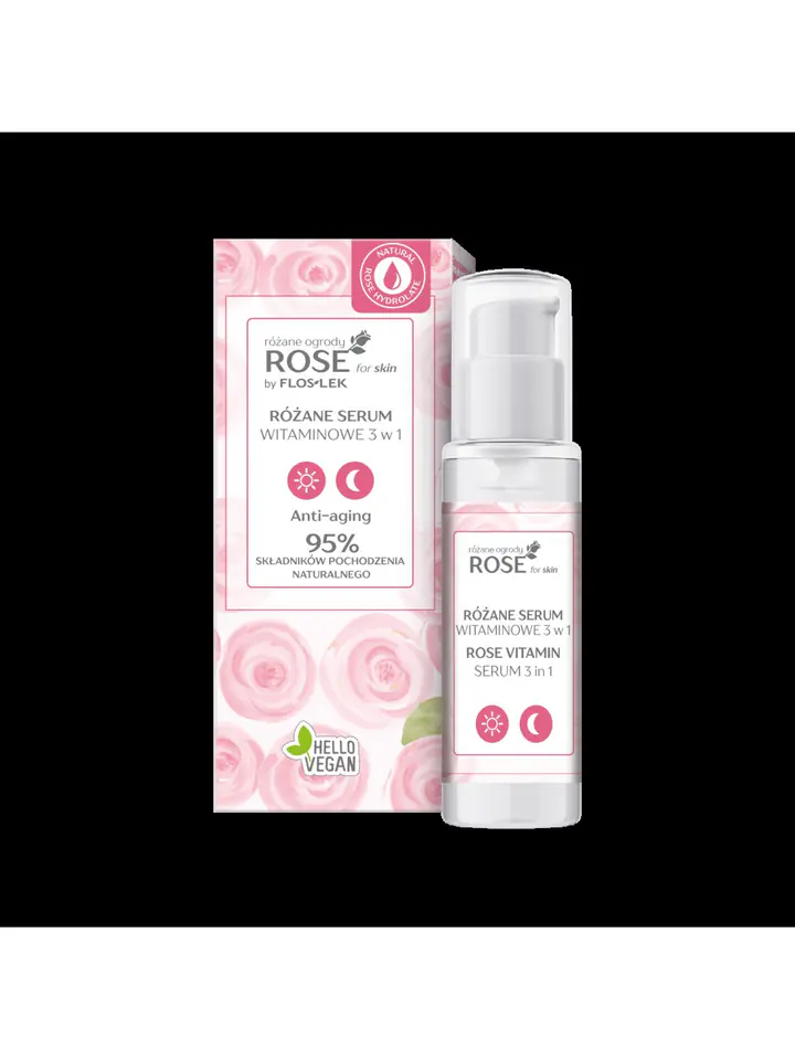 ⁨Floslek ROSE FOR SKIN Różane ogrody® Różane serum witaminowe 3 w 1 30 ml⁩ w sklepie Wasserman.eu