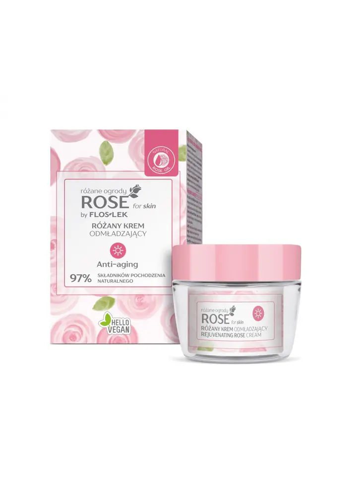 ⁨Floslek Rose for Skin Różany Krem odmładzający na dzień ECO zestaw 50ml⁩ w sklepie Wasserman.eu