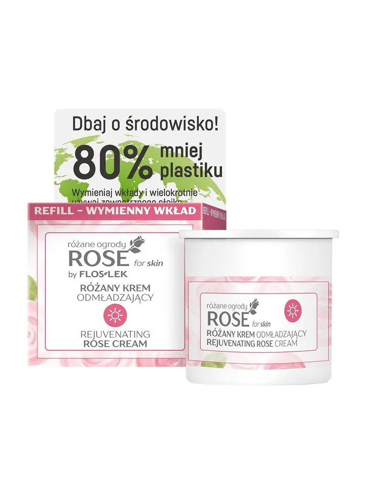 ⁨Floslek Rose for Skin Różany Krem odmładzający na dzień - wymienny wkład 50ml⁩ w sklepie Wasserman.eu