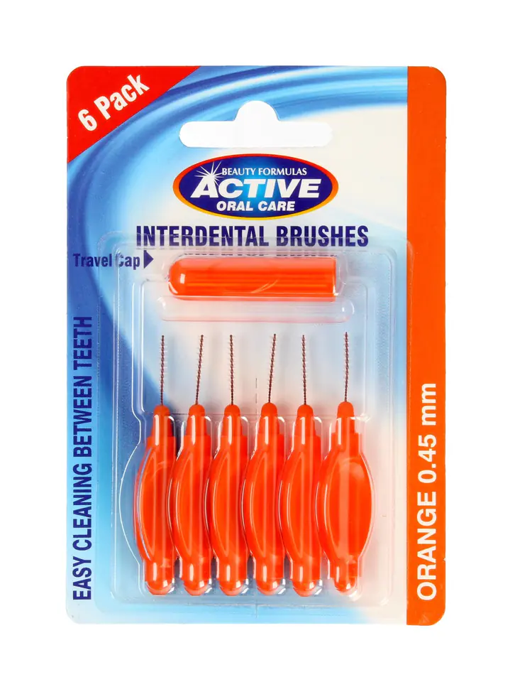 ⁨Beauty Formulas Active Oral Care Czyściki do przestrzeni międzyzębowych 0.45mm orange 1op.-6szt⁩ w sklepie Wasserman.eu