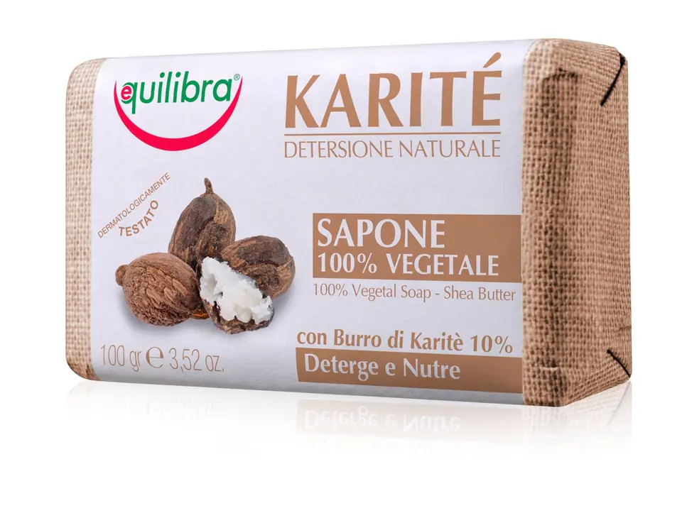 ⁨Equilibra Karite Mydło w kostce z masłem Shea 100g⁩ w sklepie Wasserman.eu