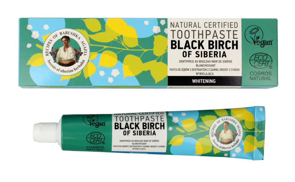 ⁨Recipes Babushka Agafii Whitening toothpaste Black Birch of Siberia 85g⁩ at Wasserman.eu