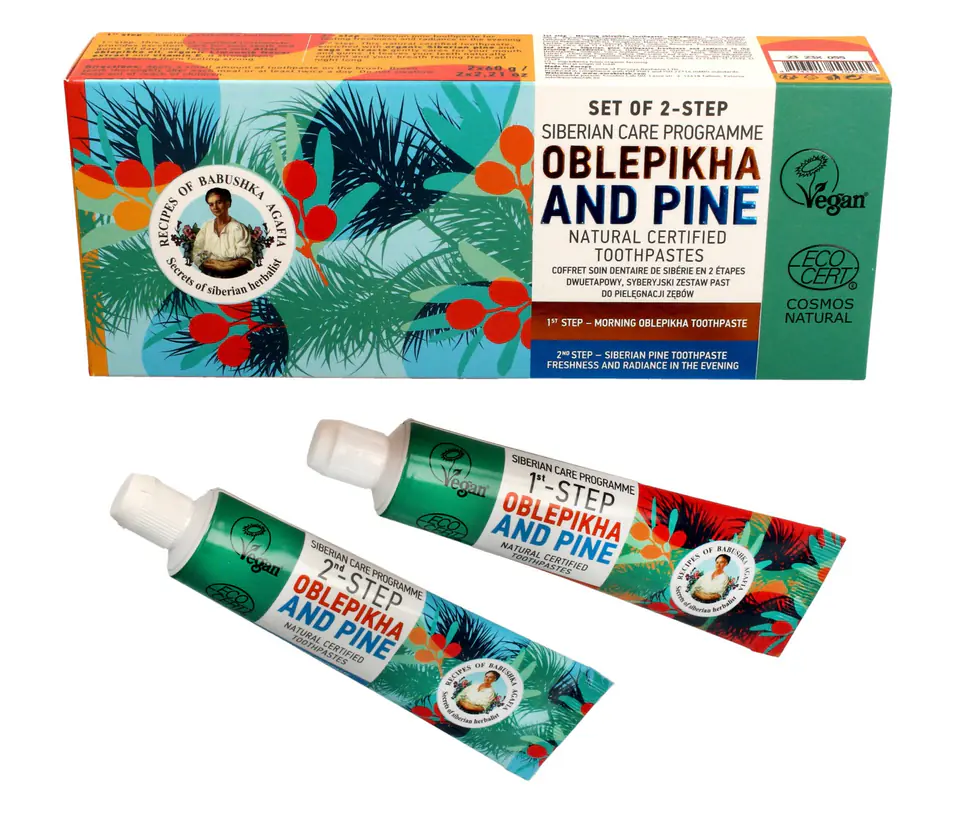 ⁨Recipes Babushka Agafii Two-stage Toothpaste Paste Set Oblepikha and Pine 60gx2⁩ at Wasserman.eu