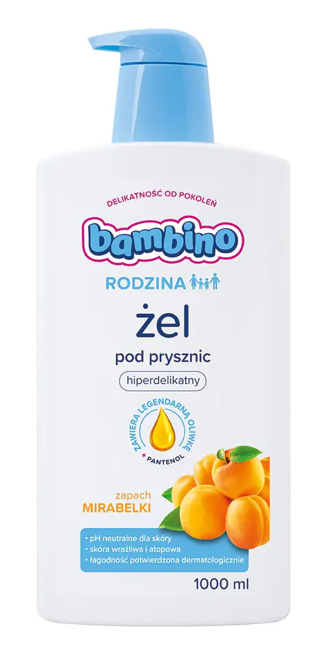 ⁨Bambino Rodzina Żel pod prysznic hiperdelikatny - Zapach Mirabelki 1000ml⁩ w sklepie Wasserman.eu