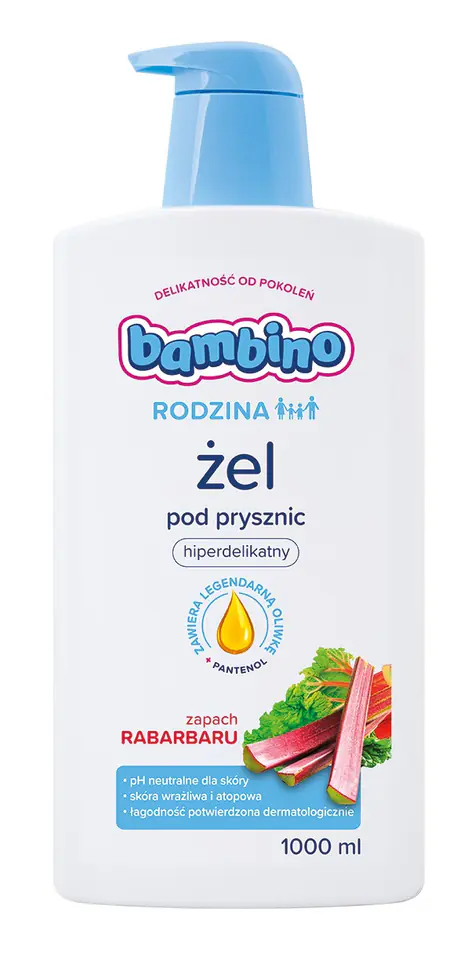 ⁨Bambino Rodzina Żel pod prysznic hiperdelikatny - Zapach Rabarbaru 1000ml⁩ w sklepie Wasserman.eu