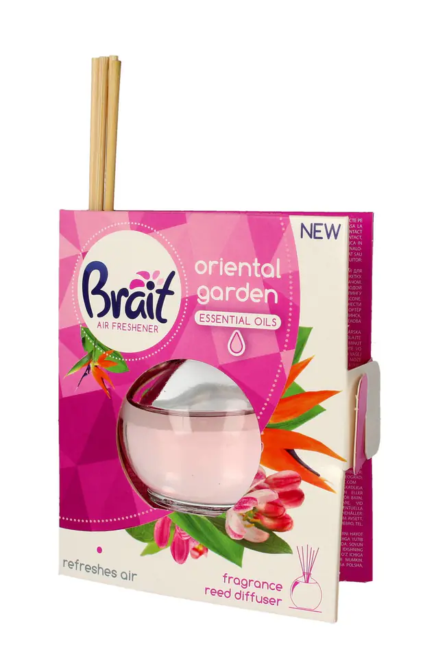 ⁨Brait Air Freshener Patyczki odświeżające + Płyn Oriental Garden 1op.(4 szt.+40ml)⁩ w sklepie Wasserman.eu