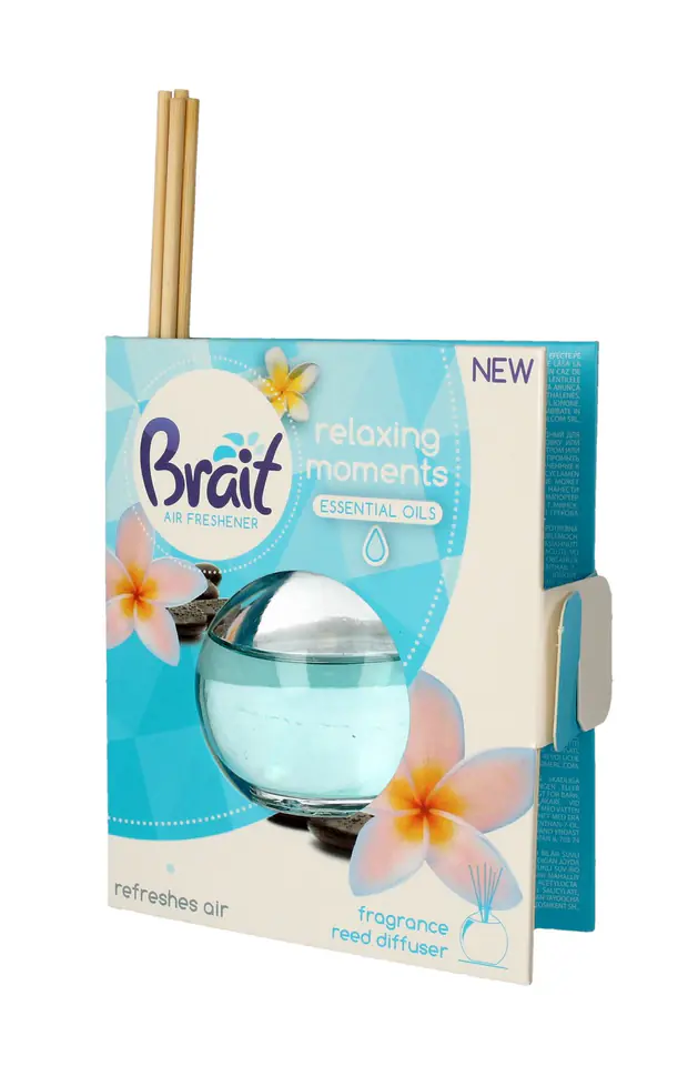 ⁨Brait Air Freshener Patyczki odświeżające + Płyn Relaxing Moments 1op.(4 szt.+40ml)⁩ w sklepie Wasserman.eu