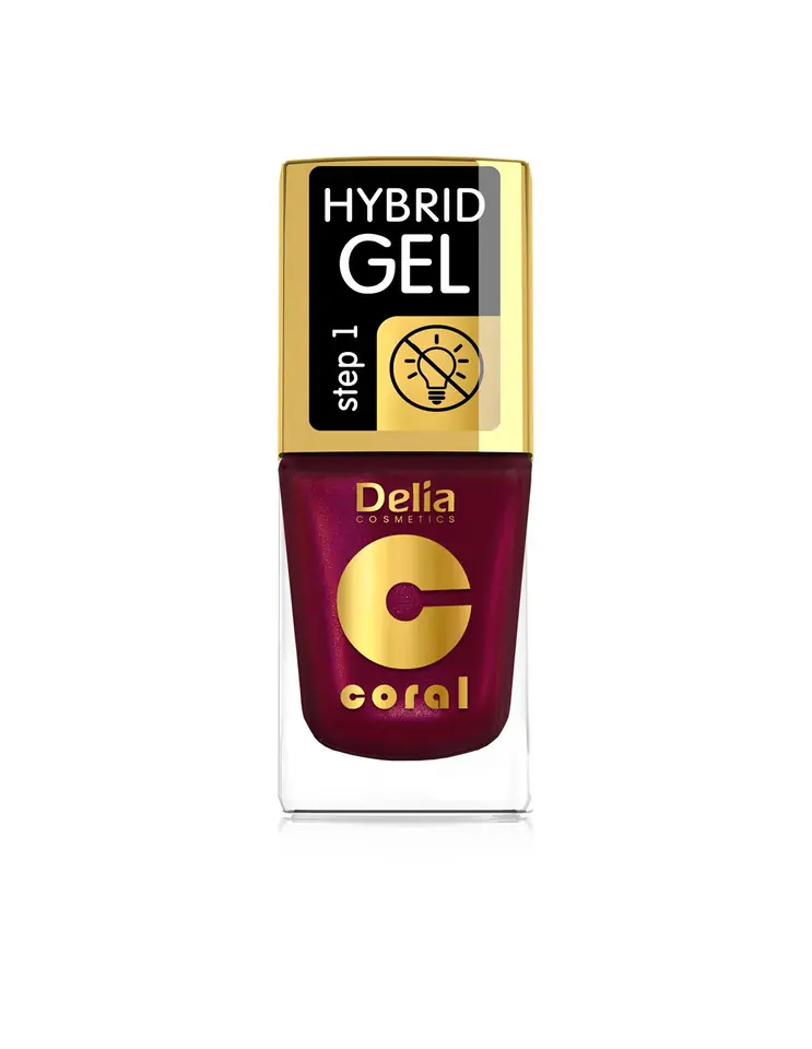 ⁨Delia Cosmetics Coral Hybrid Gel Nail Enamel No. 61 Pearl Raspberry 11ml⁩ at Wasserman.eu
