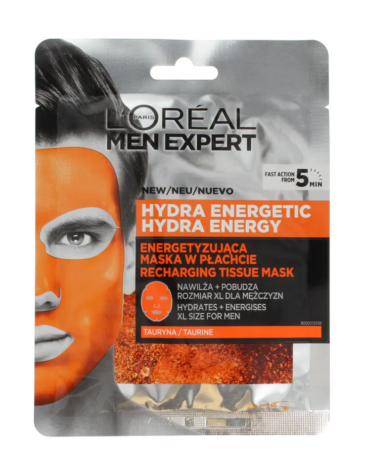 ⁨Loreal Men Expert Zestaw Hydra Energetic Energetyzująca Maska w płachcie 1szt⁩ w sklepie Wasserman.eu