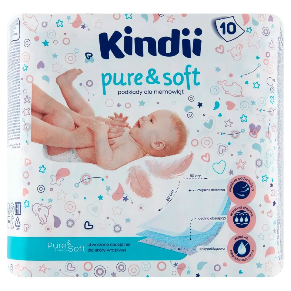 ⁨Kindii Pure & Soft Podkłady jednorazowe dla niemowląt 1op.-10szt⁩ w sklepie Wasserman.eu