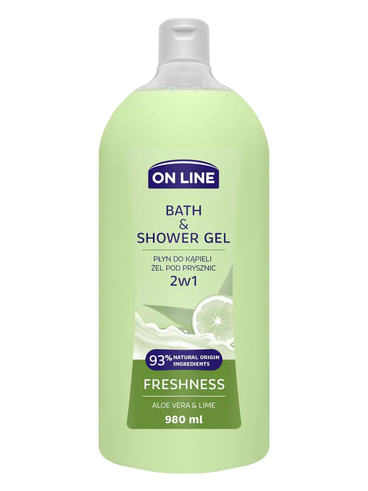 ⁨On Line Żel i Płyn do kąpieli 2w1 Freshness 980ml⁩ w sklepie Wasserman.eu