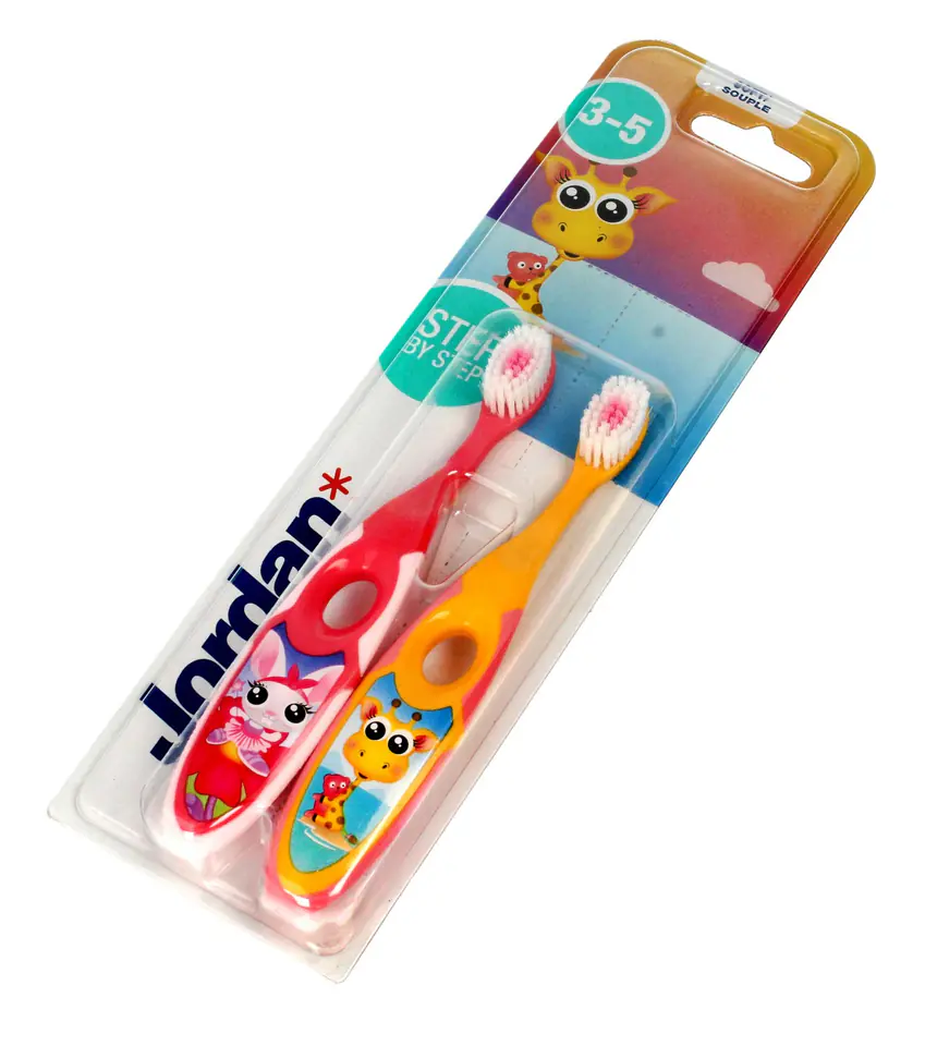 ⁨Jordan Toothbrush for children Step by Step 3-5 soft DUO - mix of patterns 1pcs⁩ at Wasserman.eu