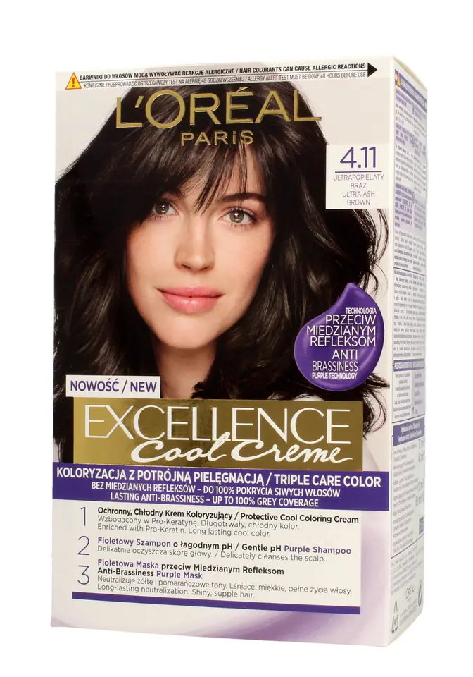 ⁨Loreal Excellence Cool Creme Krem koloryzujący 4.11 Ultra Popielaty Brąz 1op.⁩ w sklepie Wasserman.eu