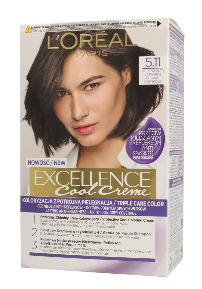 ⁨Loreal Excellence Cool Creme Krem koloryzujący 5.11 Ultra Popielaty Jasny Brąz 1op.⁩ w sklepie Wasserman.eu