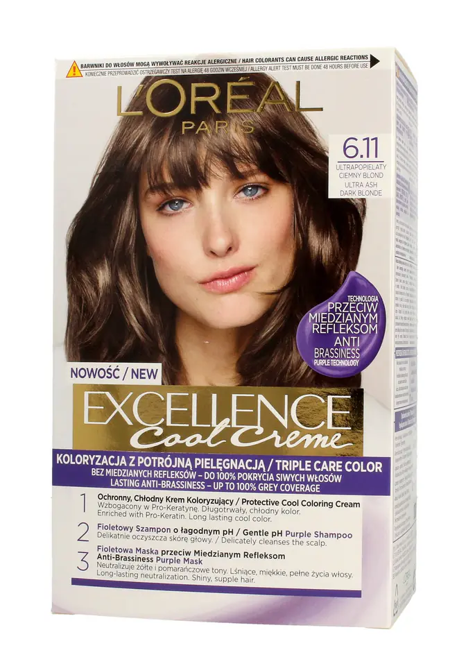 ⁨Loreal Excellence Cool Creme Krem koloryzujący 6.11 Ultra Popielaty Ciemny Blond 1op.⁩ w sklepie Wasserman.eu